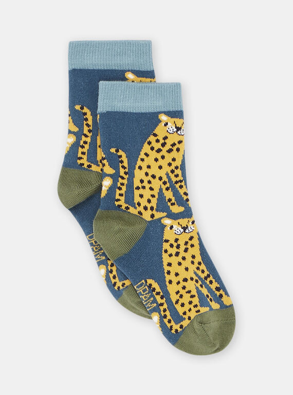 Meias turquesa com estampado de leopardo menino SYOJOCHO1 / 23WI02B5SOQC217