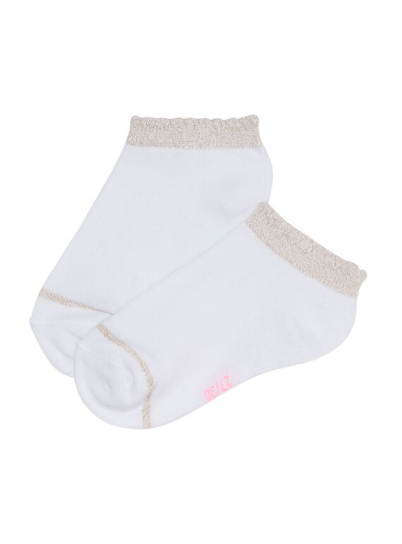 Meias menina branco com rebordo lurex JYAESCHOS1 / 20SI0163SOQA001