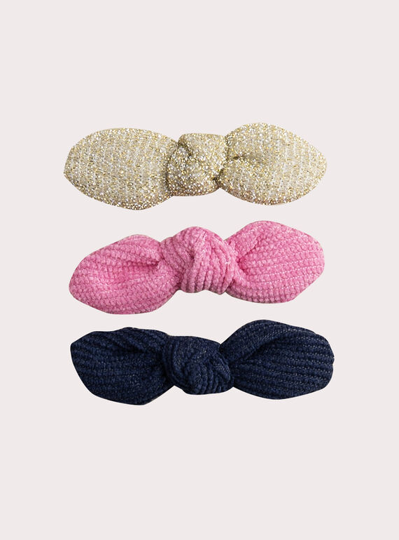 Conjunto de 3 presilhas com laços de lantejoulas para meninas  VYAJOCLIC1 / 24WI01L2BRTK008
