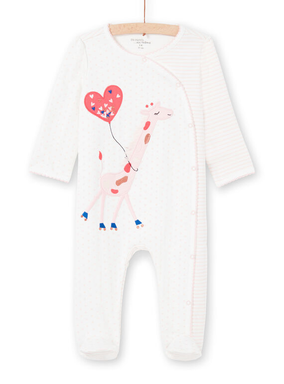 Babygro cru estampado às riscas e às bolas bebé menina MEFIGREGIR / 21WH1332GRE001