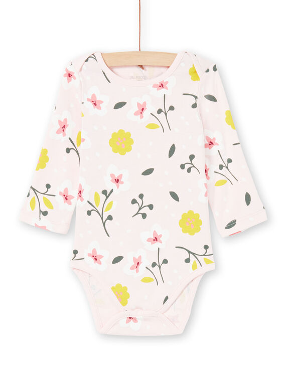 Body rosa pálido e amarelo estampado florido bebé menina MEFIBODFLE / 21WH13B7BDL301