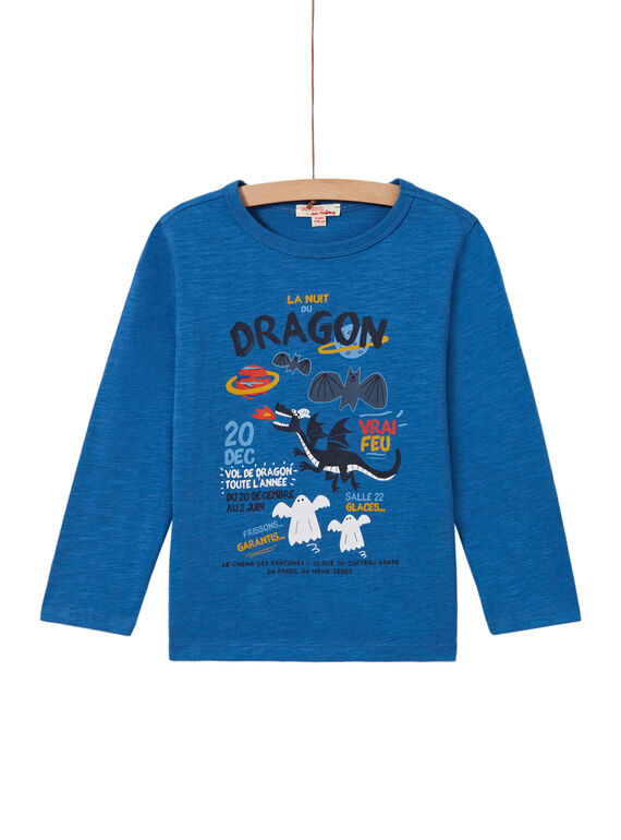 T-shirt azul padrão dragão menino MOPLATEE2 / 21W902O1TML221