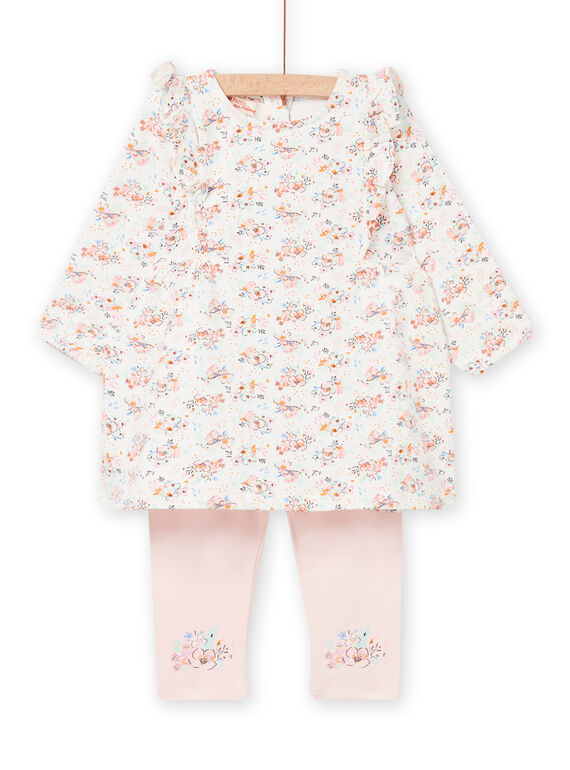 Conjunto cru e rosa com padrões floridos bebé menina NIMOENS / 22SG09N1ENS001