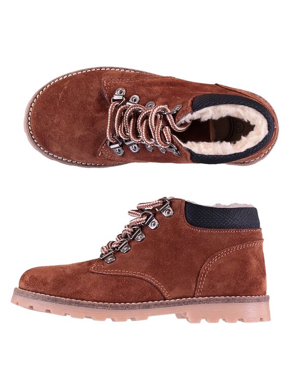 Boots crosta de couro castanho criança menino GGBOOTMONT / 19WK36X2D0D802