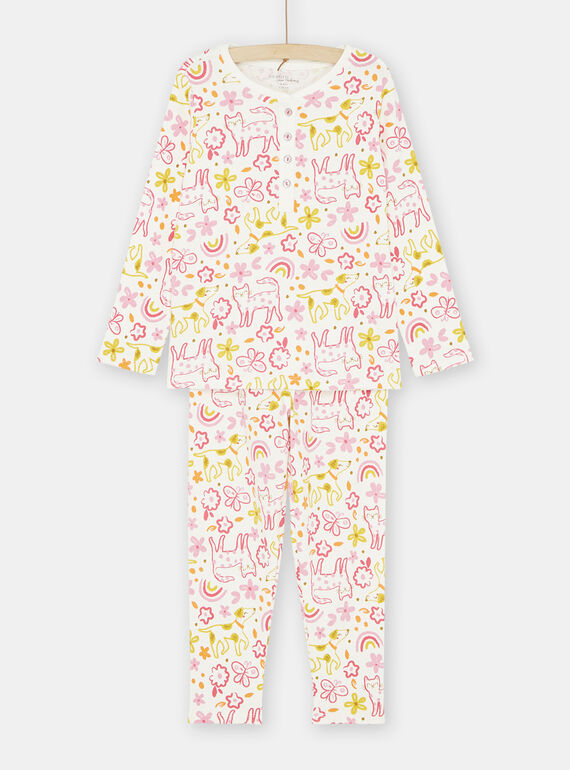 Pijama cru, rosa e amarelo com estampado fantasia menina SEFAPYJBOW / 23WH1134PYJ001