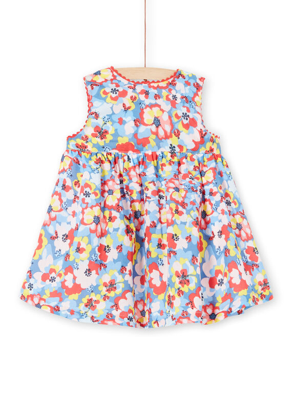 Vestido azul e vermelho estampado florido bebé menina LICANROB2 / 21SG09M4ROB706