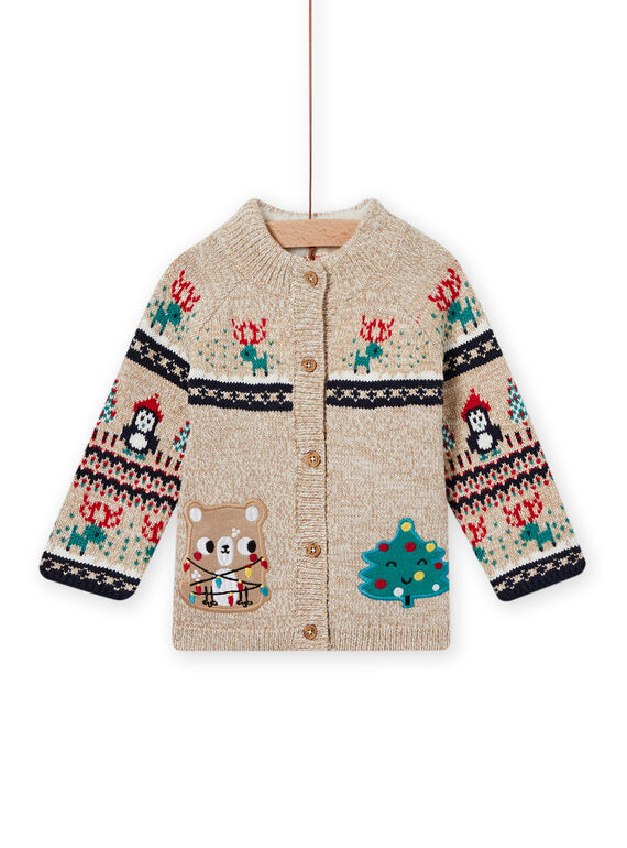 Casaco de malha bege com estampado jacquard bebé menino MUNOGIL / 21WG10Q1GILI817