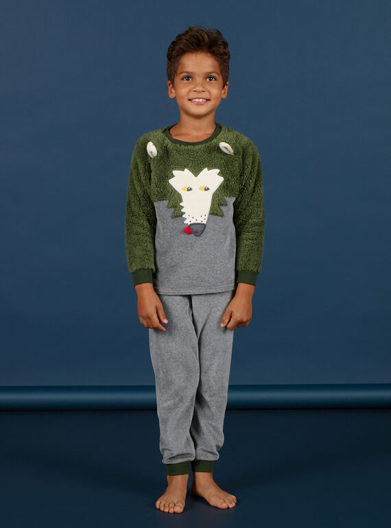 Conjunto pijama com padrão de lobo em soft boa menino MEGOPYJBOA / 21WH1294PYJ628