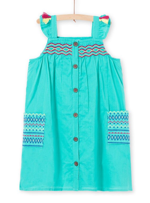Vestido bordado com alças verde menina JAMAROB3 / 20S901P3ROB629