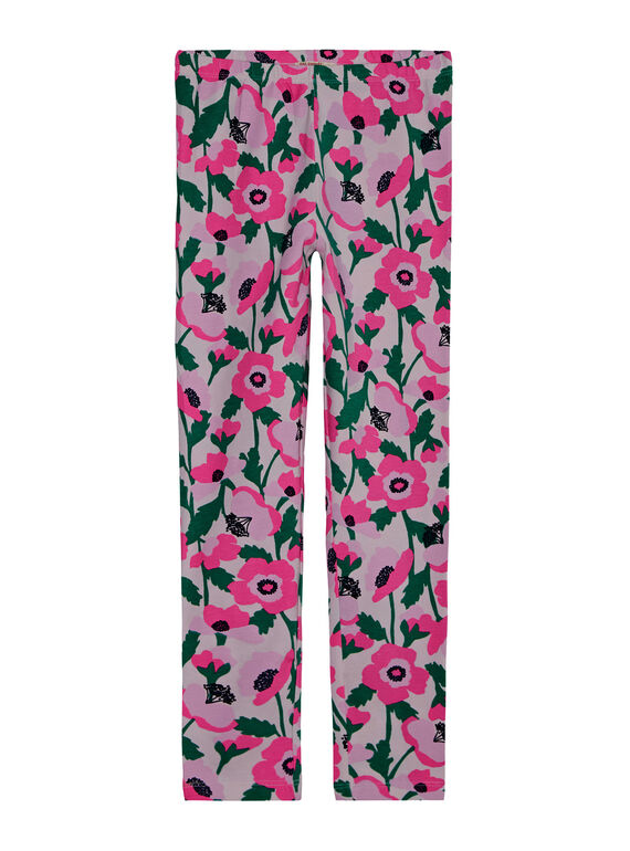 Leggings menina com flores rosa e detalhes fluorescentes JYAPOELEG2 / 20SI01G1CAL301