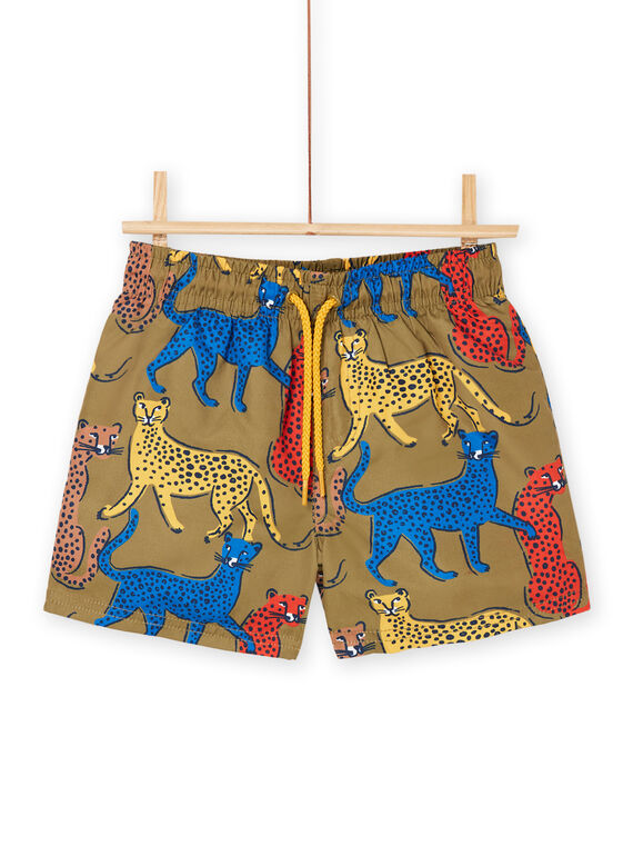 Calções de banho verde-militar com estampado leopardos RYOMERBOXLEO / 23SI02R3MAIG631