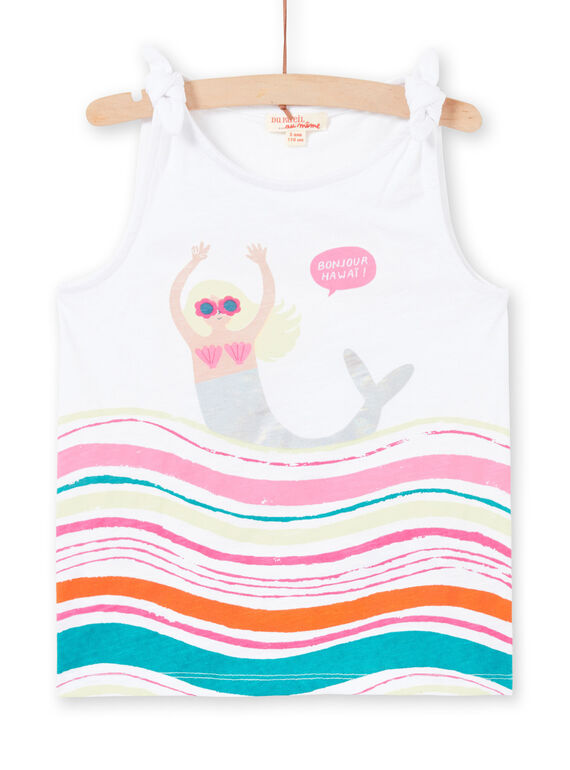 Camisola de alças branco com padrões sereia e ondas menina LABONDEB2 / 21S901W2DEB000