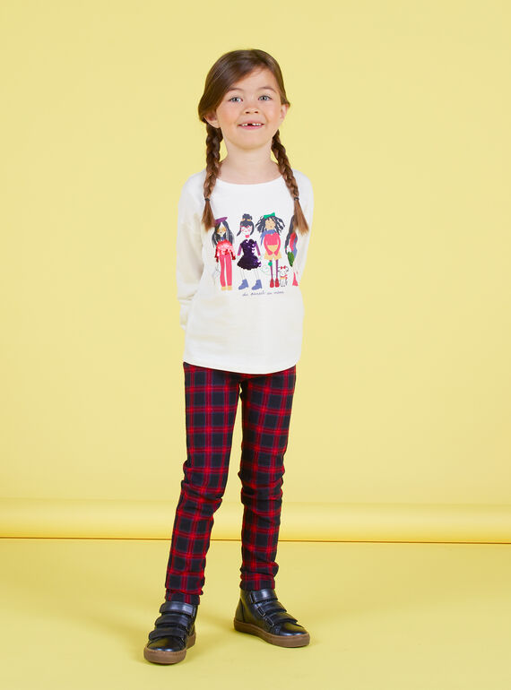 Calças milano azul-noite e vermelho com estampado tartã menina MAMIXPANT / 21W901J1PANC205