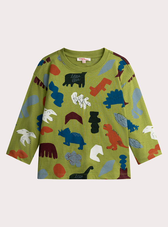 T-shirt verde maçã com estampa de dinossauro para menino  VOKLITEE3 / 24W90244TML617