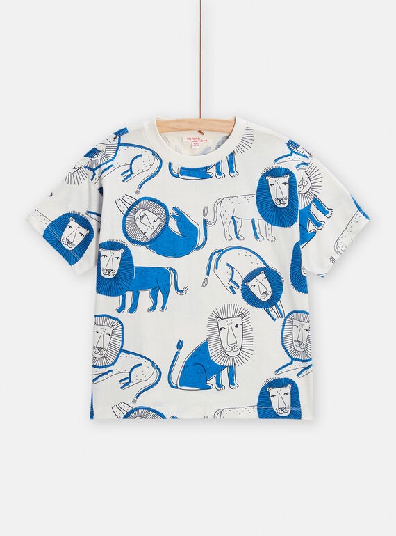 T-shirt azul com estampado de leões menino TOJOTIAOP3 / 24S902B5TMC001