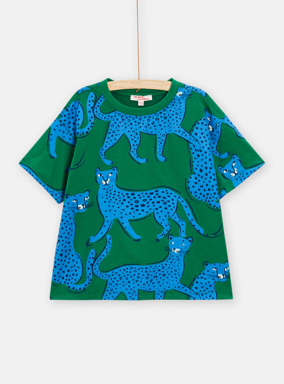 T-shirt azul com estampado de chitas menino TOJOTIAOP1 / 24S902B4TMCG623