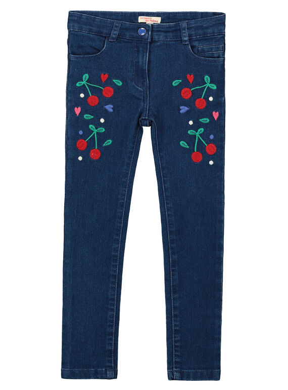 Calças de ganga slim bordadas menina FACOJEAN / 19S90181JEAK005