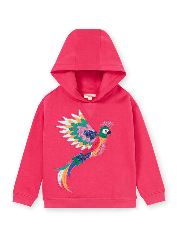 Sweat com capuz rosa com padrão papagaio bordado LANAUSWEA / 21S901P1SWEF507