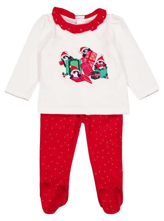 Pijama de Natal em veludo menina GEFIPYJNOEL / 19WH13T1PYJ001
