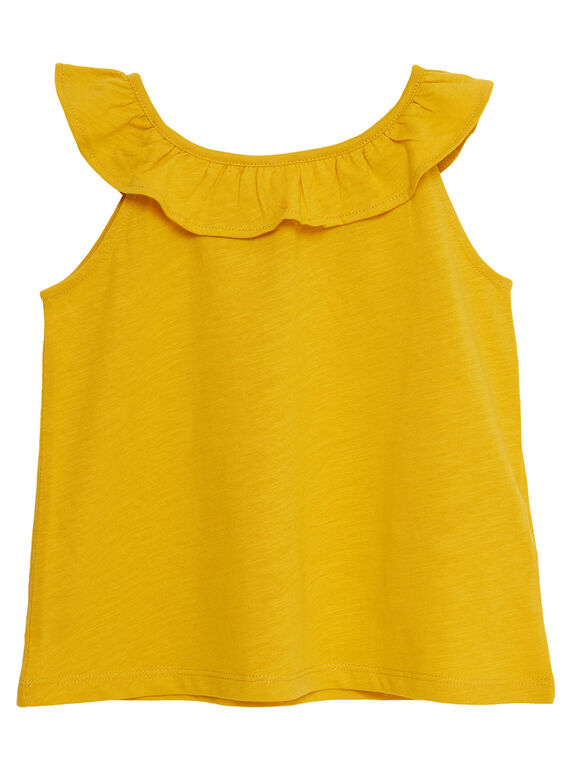 Camisola de alças amarelo com decote com folhos e estampado às bolas JAJODEB4 / 20S901T4D27B104