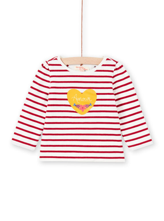 T-shirt reversível branco e vermelho bebé menina MIMIXTEE / 21WG09J1TML001