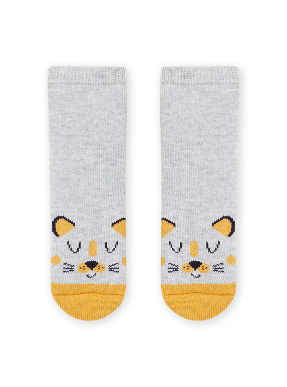 Meias cinzento mesclado com padrão leopardo bebé menino MYUJOCHOB1 / 21WI1017SOQ943