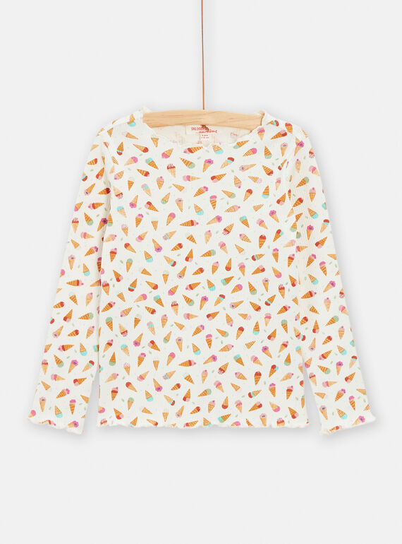 T-shirt branca com estampado gelados menina TAJOTEE3 / 24S901B1TML001