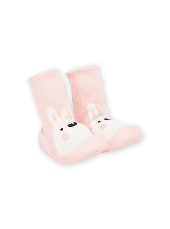 Pantufas-meia com padrão de coelho e sola flexível PICHO7ROSE / 22XK3742D08030