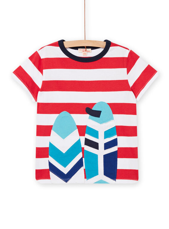 T-shirt às riscas com mangas curtas vermelho menino NOFICTI5 / 22S902U2TMCF524