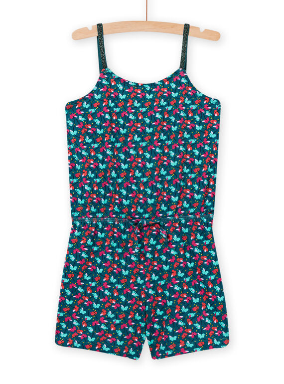 Macacão curto com estampado florido azul-pato menina NAPLACOMB3 / 22S901K3CBL714