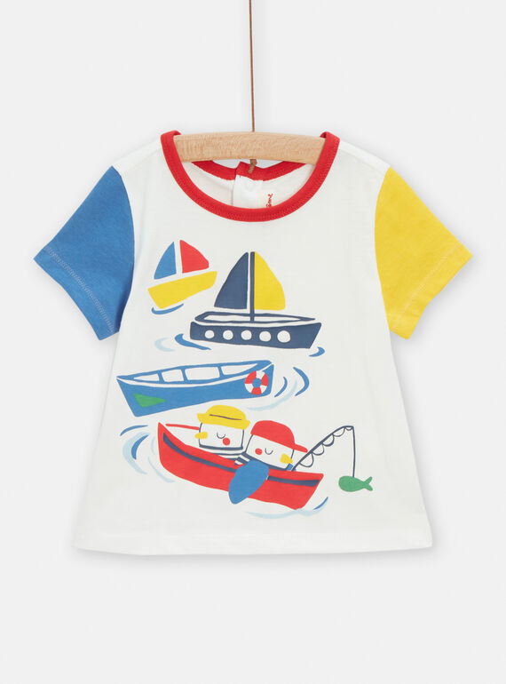 T-shirt com estampado de barco bebé menino TUCLUTI1 / 24SG10O1TMC001