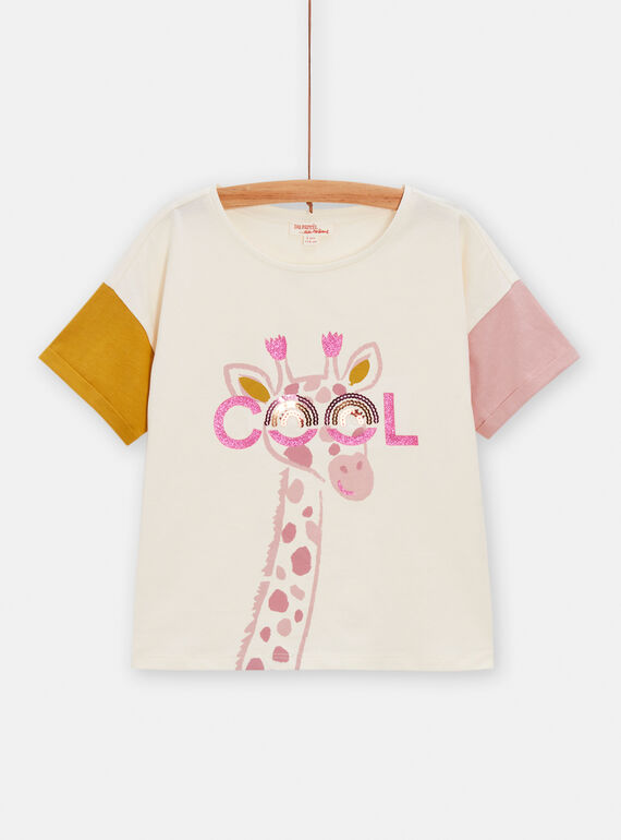 T-shirt cru com animação girafa com óculos para menina TACRITI1 / 24S901L3TMC003