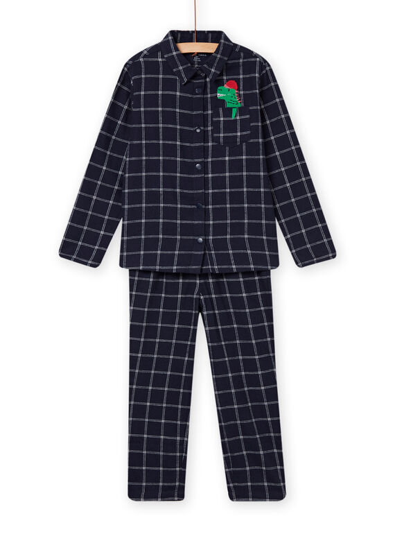 Conjunto pijama aos quadrados e padrão de dinossauro de Natal menino NEGOPYJFLA / 22SH12GAPYJ705