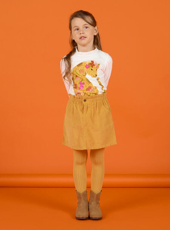 Saia paperbag amarelo em veludo canelado menina MASAUJUP1 / 21W901P2JUPB107