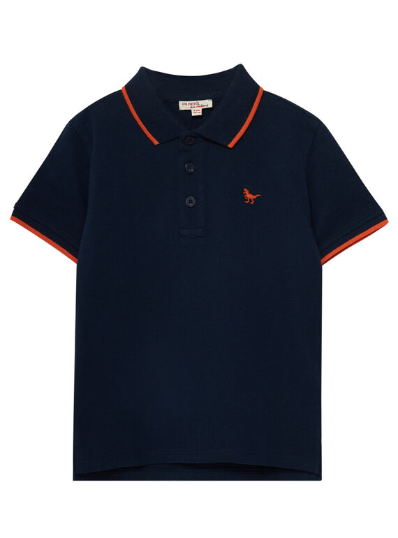 Polo menino azul-marinho às riscas na gola JOJOPOL1 / 20S90253D2D705