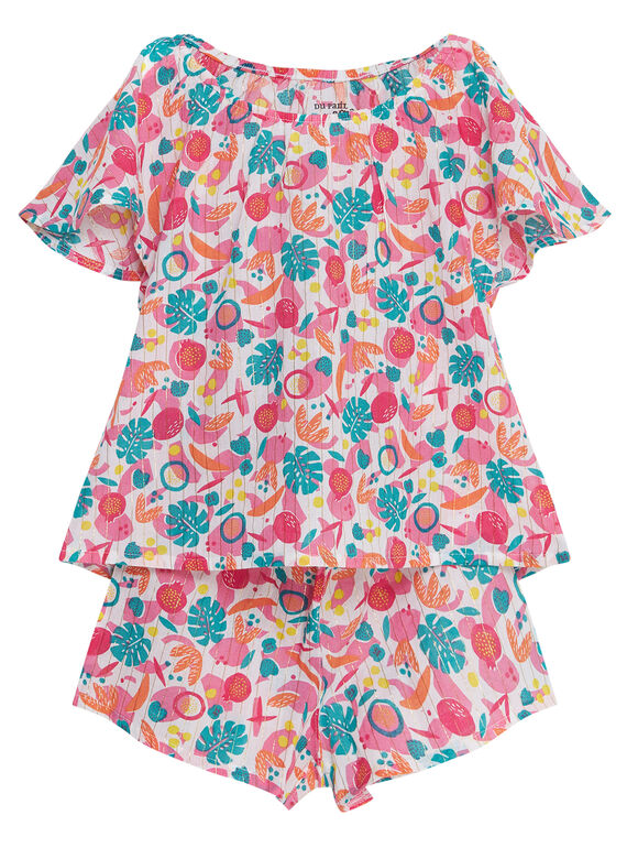 Pijama curto criança menina estampado tropical JEFAPYJ7 / 20SH11U6PYJ000