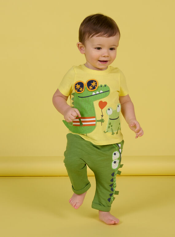T-shirt amarela-pálida com estampados crocodilo e rã bebé menino NUHOTI1 / 22SG10T1TMC103