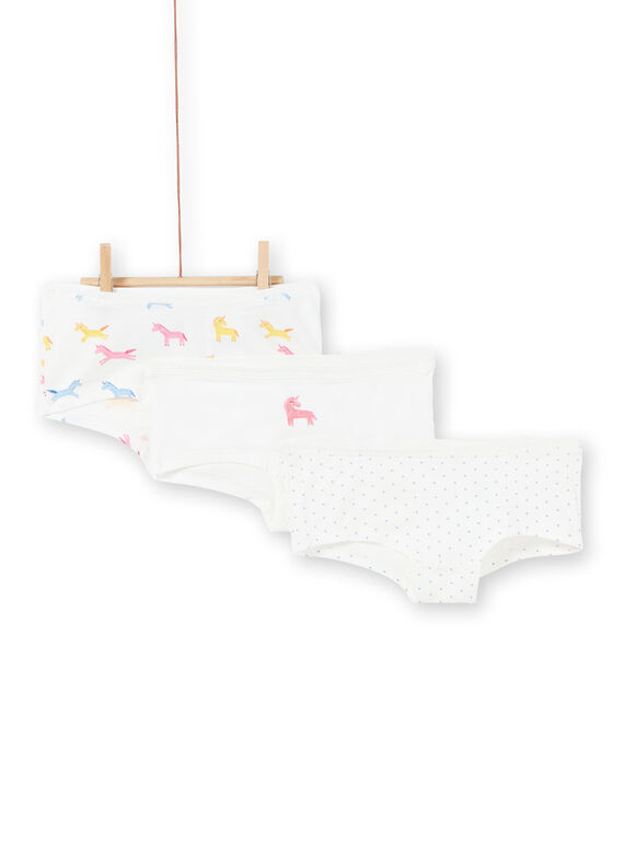Lote de 3 shorties branco, amarelo e rosa criança menina LEFAHOTLIC / 21SH1121SHY001
