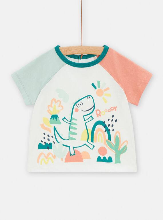 T-shirt cru com padrão de dinossauros bebé menino TUCOTEE1 / 24SG10N3TMC003