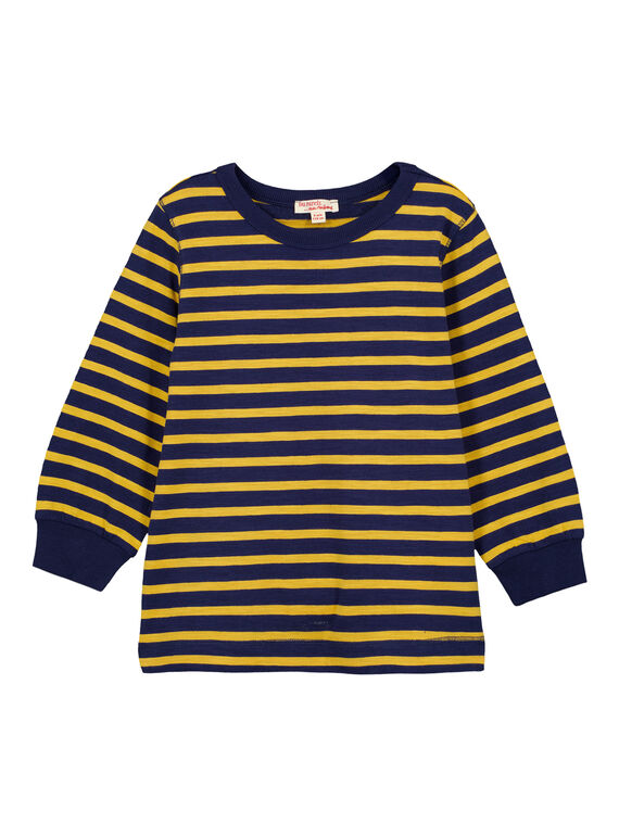 T-shirt Mangas compridas Azul-Marinho às riscas ocre GOJOTIRIB5 / 19W90243D32B116