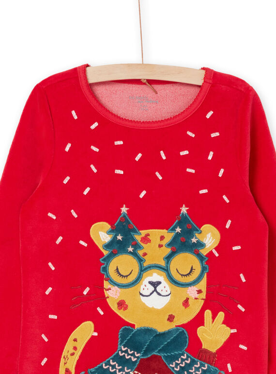Pijama de Natal com padrão de leopardo e aos quadrados PEFAPYJNOE / 22WH1171PYJ050