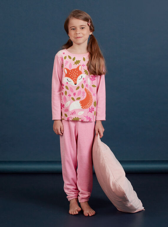Pijama rosa em veludo com padrão raposa menina MEFAPYJCLA / 21WH1196PYJ313