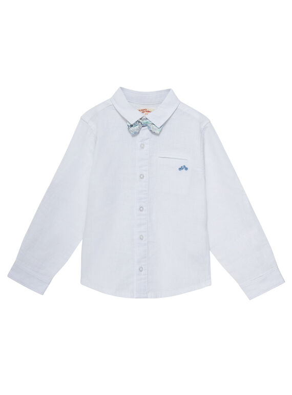 Camisa de linho branco menino com laço amovível JOPOECHEM / 20S902G2CHM000