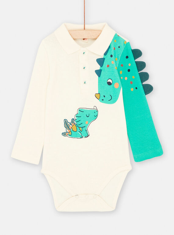 Body branco e turquesa com animações de dinossauros para bebé menino SUVERBOD / 23WG10J1BOD005