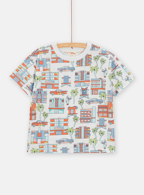 T-shirt branco com estampado de cidade para menino TORYTI1 / 24S902U2TMC000