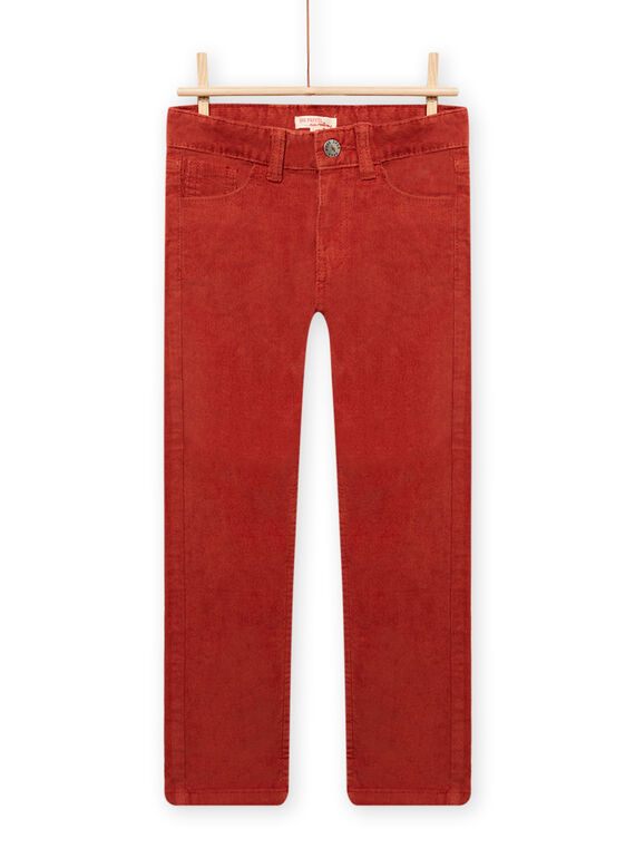 Calças de veludo canelado vermelho-alaranjado menino MOJOPAVEL7 / 21W902N3PANE408