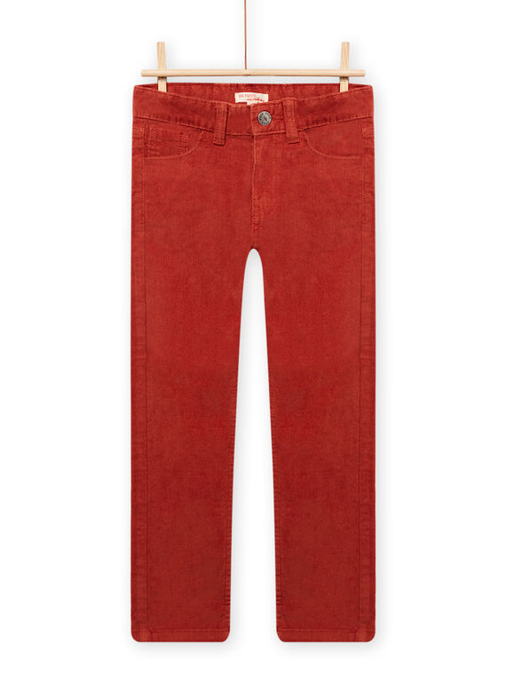 Calças de veludo canelado vermelho-alaranjado menino MOJOPAVEL7 / 21W902N3PANE408