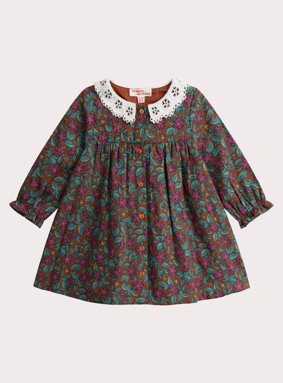 Vestido de manga comprida com estampa floral para menina VIBAROB2 / 24WG09Q2ROB821