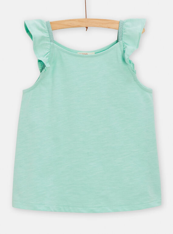 Camisola de alças verde-água com folhos para menina TAJODEB1 / 24S901D2DEBC215