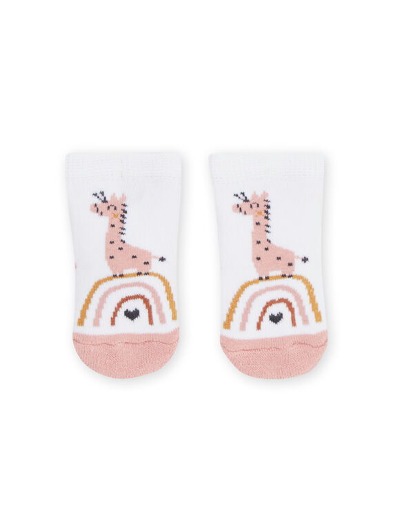 Meias branco e rosa com padrão de girafa e arco-íris ROU2CHO2 / 23SF40I1SOQ000